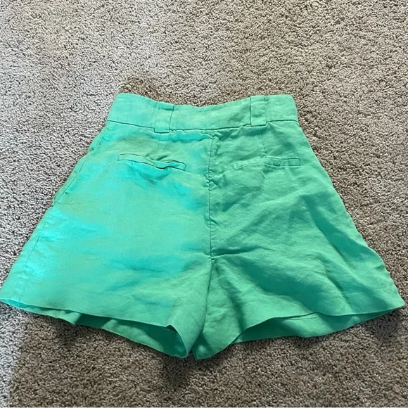 Reiss Gracey Tailored Pleated Linen Blend Shorts Green Size 4 - Picture 5 of 13